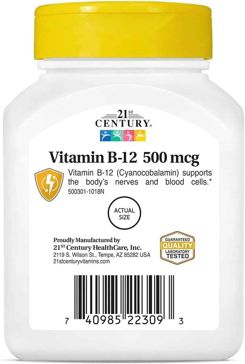 2 Packs of 21st Century B-12 500 mcg Tablets, 110-Count - Total of 220 Tablets