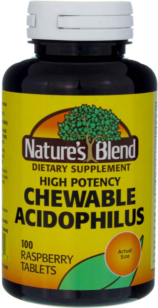2 Packs of Nature's Blend Acidophilus Chewable Raspberry Flavor - 100 Tablets Each