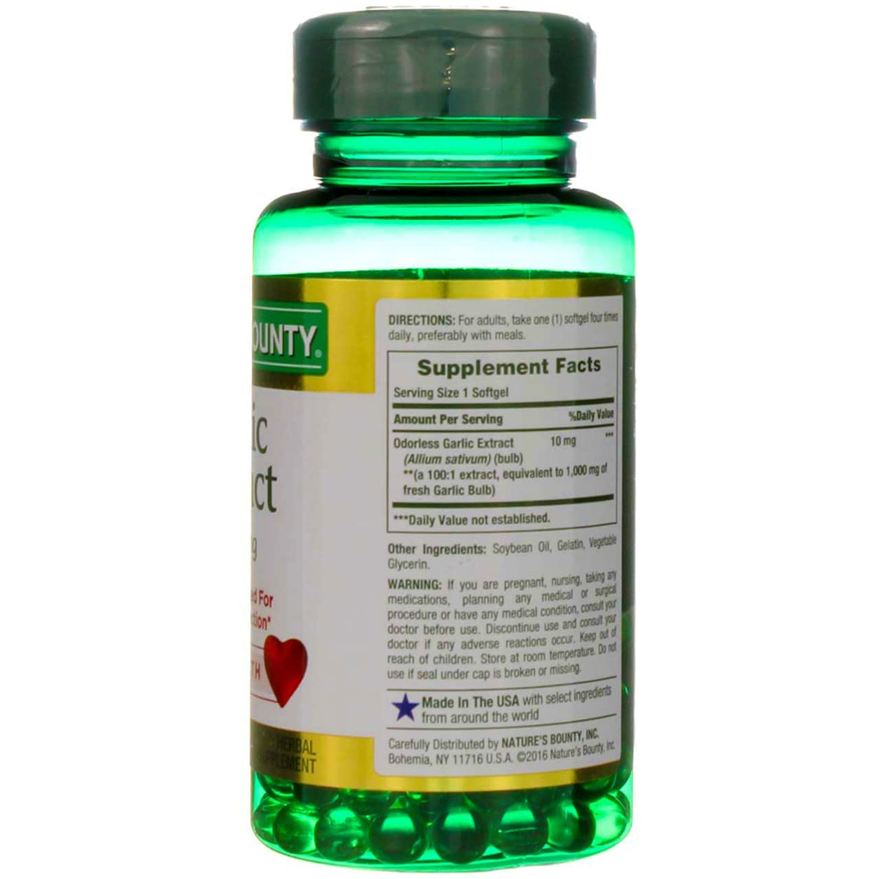 2 Packs of Nature's Bounty Garlic Extract 1000 mg, 100 Rapid Release Softgels