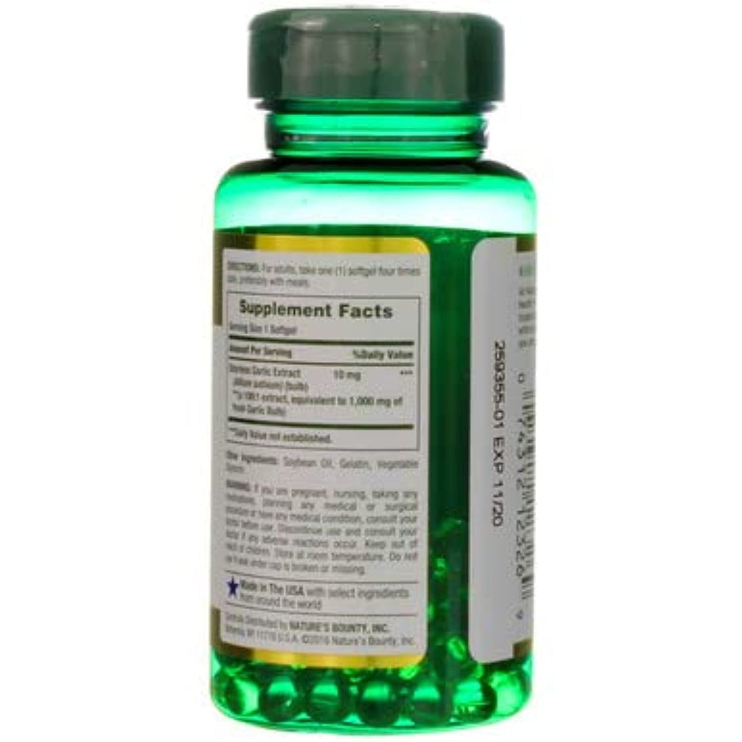 2 Packs of Nature's Bounty Garlic Extract 1000 mg, 100 Rapid Release Softgels