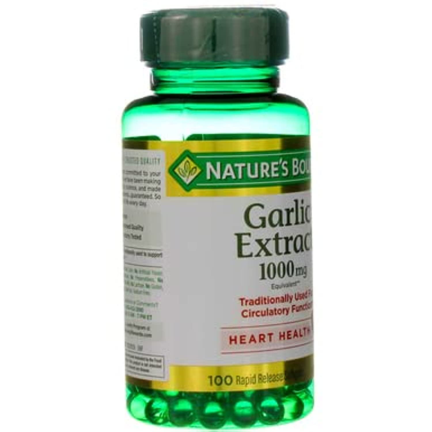 2 Packs of Nature's Bounty Garlic Extract 1000 mg, 100 Rapid Release Softgels