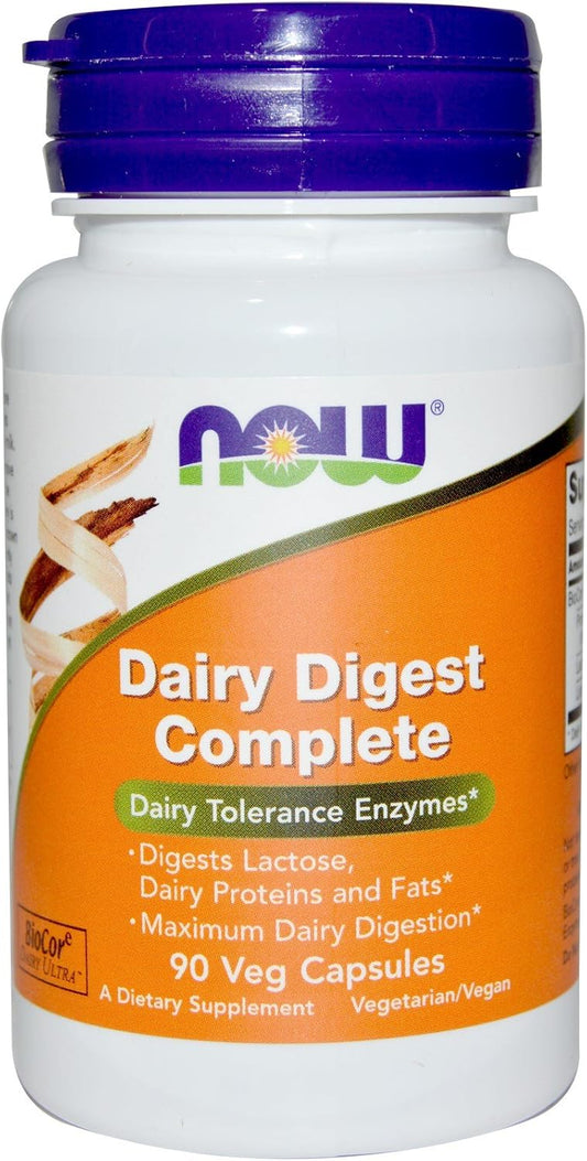 2 Packs of NOW Foods Dairy Digest Complete - 90 VegiCaps Each