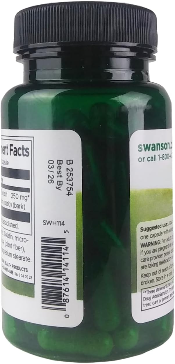 2 Packs of Swanson Cinnamon Extract Capsules 250mg - Total 180 Capsules