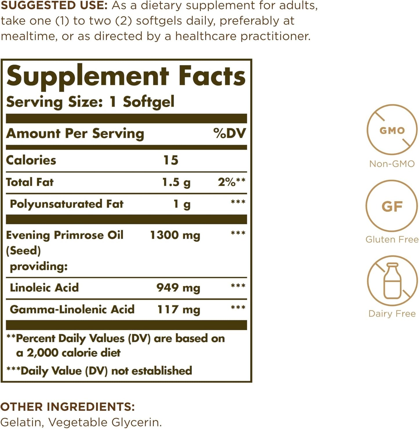 2 Packs Solgar Evening Primrose Oil Softgels - 1300mg, Cold-Pressed GLA Source - 120 Servings, Non-GMO, Gluten-Free
