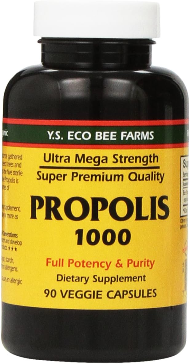 2 Packs YS Eco Bee Farms Propolis 1000mg 90 Capsules - Raw Unprocessed Y.S. Organic Bee Farms