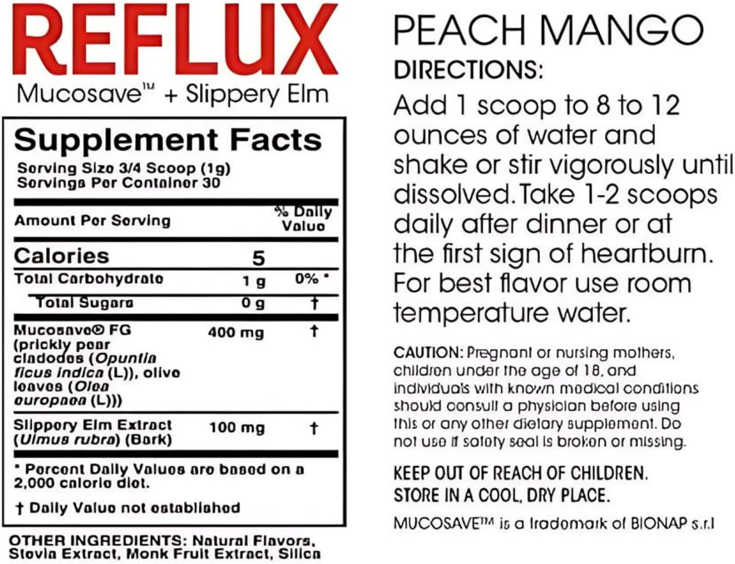 2 Tubs of Silver Fern Reflux Digestive Supplement - Peach Mango Flavor - 30 Servings per Tub - Mucosal Support for Acid Issues