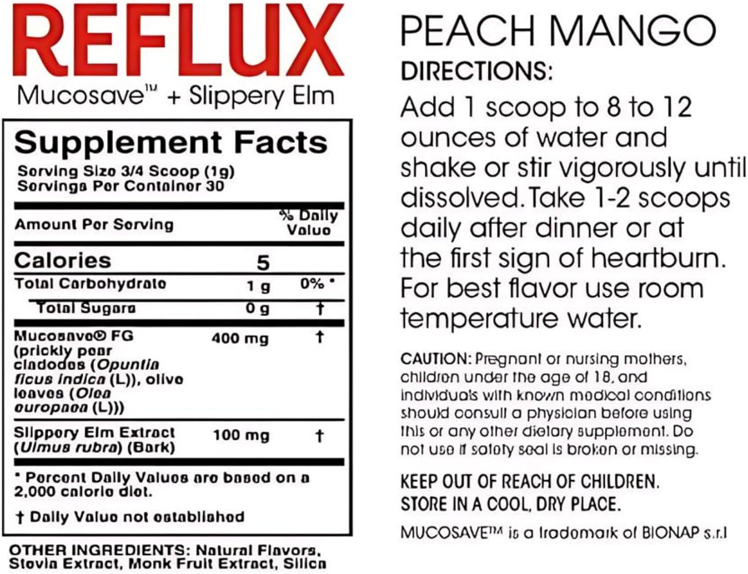 2 Tubs of Silver Fern Reflux Digestive Supplement - Peach Mango Flavor - 30 Servings per Tub - Mucosal Support for Acid Issues