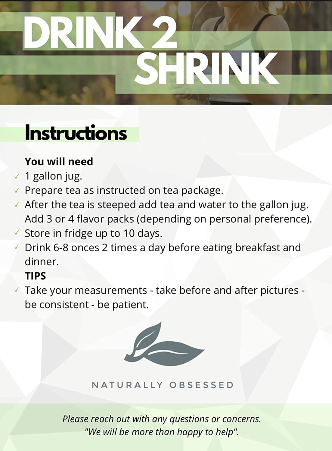 2 Week DRINK2SHRINK Detox Tea Formula Flat Belly System Kit - Pineapple Flavor