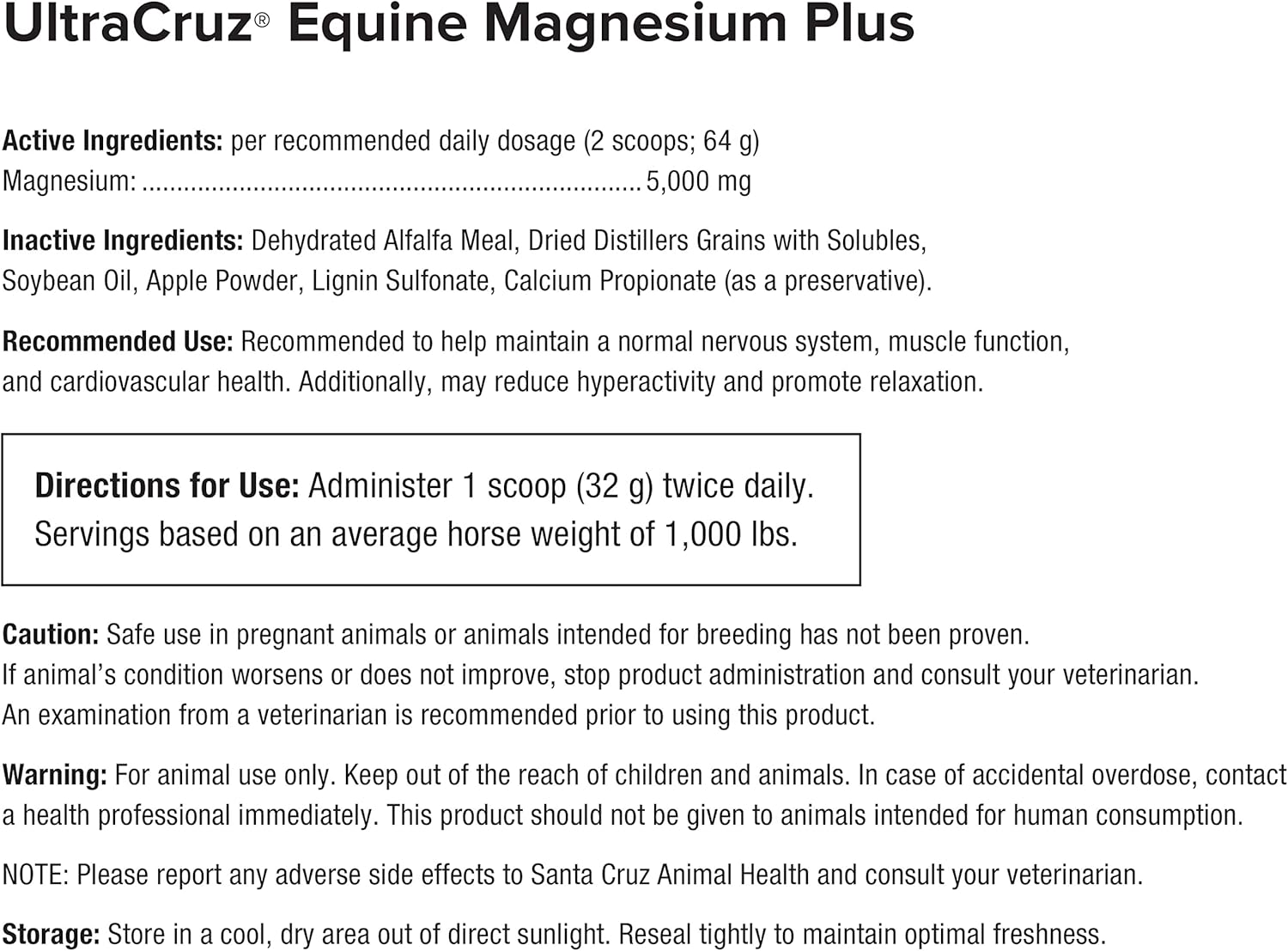 20 lb UltraCruz® Equine Magnesium Plus Supplement for Horses
