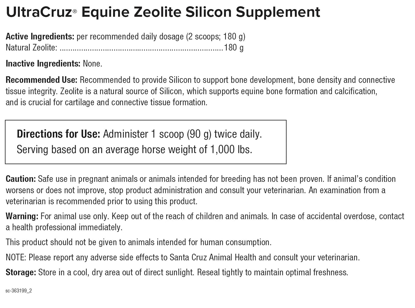 20 lb UltraCruz Equine Zeolite Silicon Supplement for Horses - 50 Day Supply