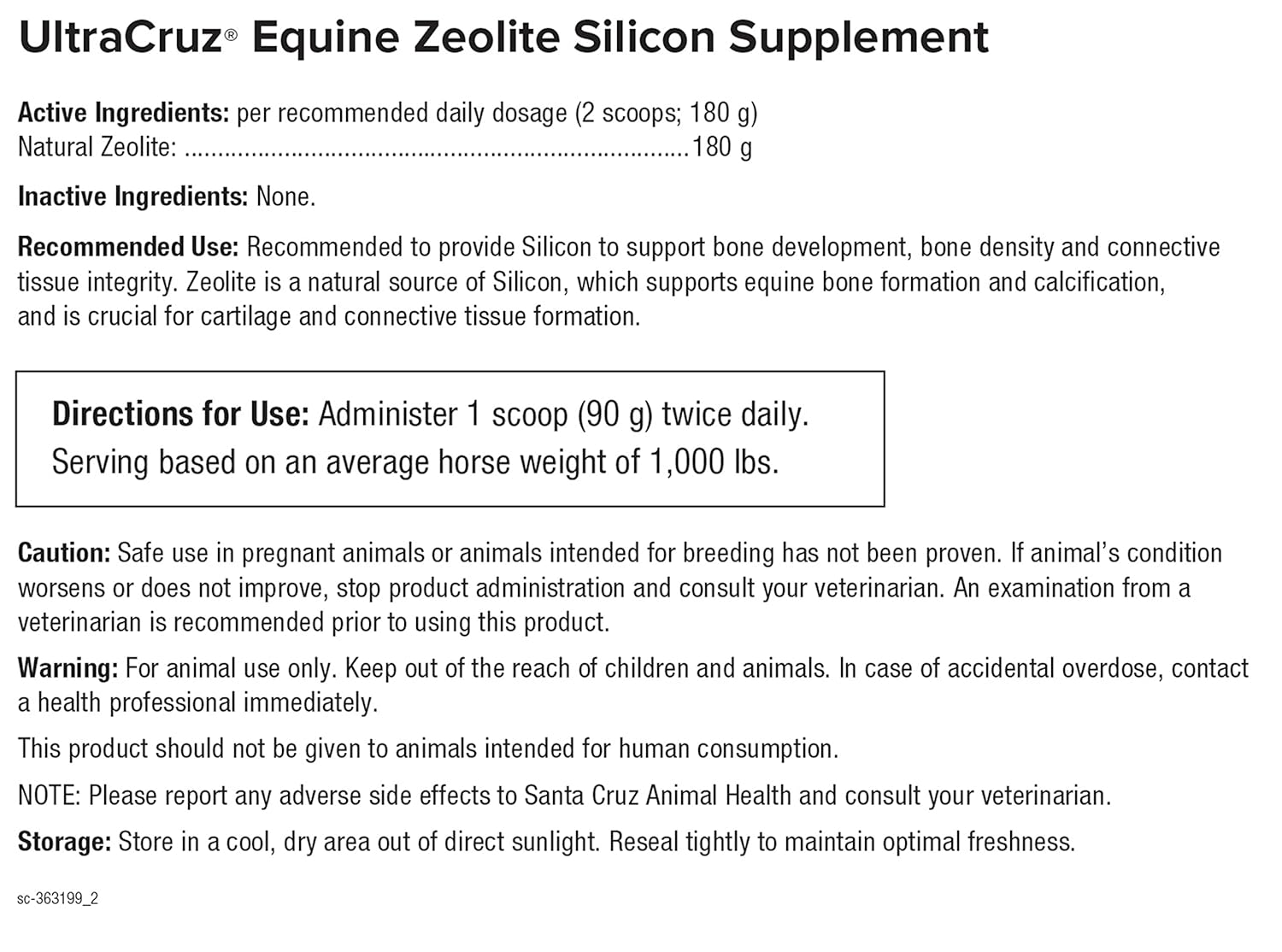 20 lb UltraCruz Equine Zeolite Silicon Supplement for Horses - 50 Day Supply