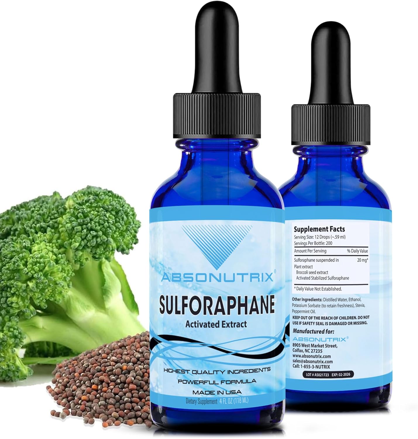 20 mg Sulforaphane Supplement for Cognitive Function & Anti-Aging - 200 Servings - Third Party Tested - Easy Absorption - GMP-Certified - Non-GMO - USA Made