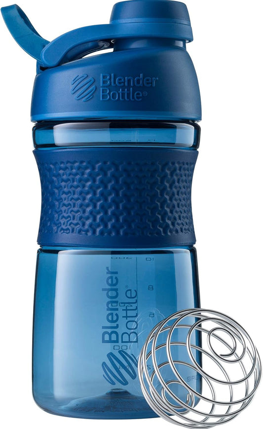 20-Ounce Black and Navy Protein Shaker Bottles with BlenderBall Wire Whisk by BlenderBottle