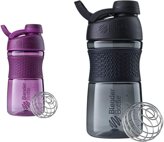 20-Ounce Black and Plum Protein Shaker Bottle with BlenderBall Wire Whisk - BlenderBottle