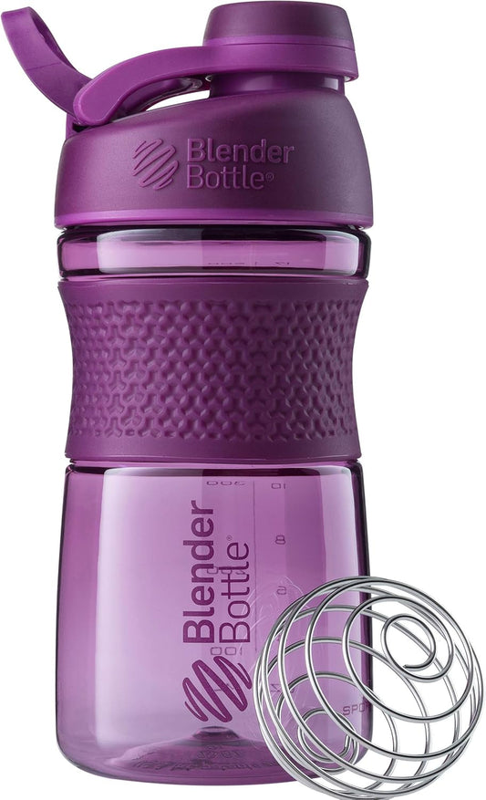 20-Ounce BlenderBottle SportMixer Shaker Bottles with Twist Cap, Tritan Grip - Navy/Plum Colorway