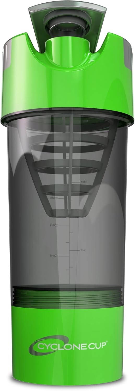 20 Ounce Green Cyclone Cups Shaker Bottle - Leak Proof Protein Shaker with Mixing Grid