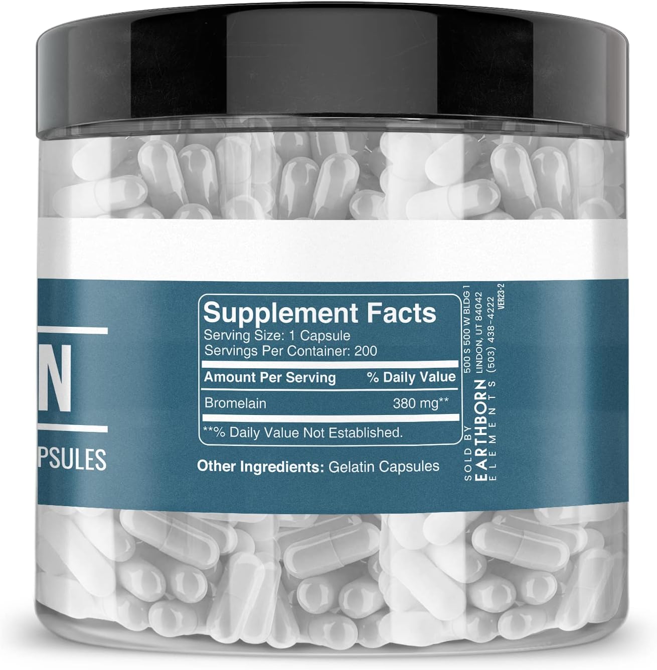 200 Capsules Each of Earthborn Elements Rose HIPS & Bromelain Capsules - Pure, Undiluted, No Additives