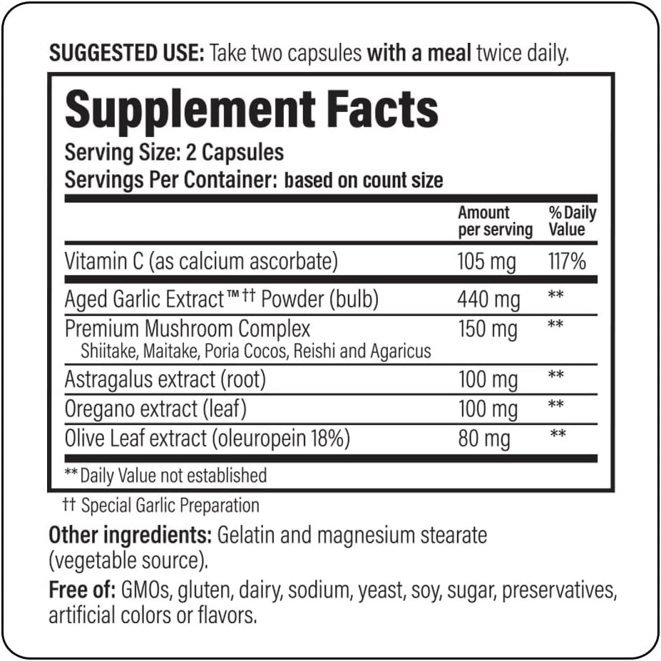 200 Capsules Kyolic Aged Garlic Extract Formula 103 for Immune Support (Packaging Varies)