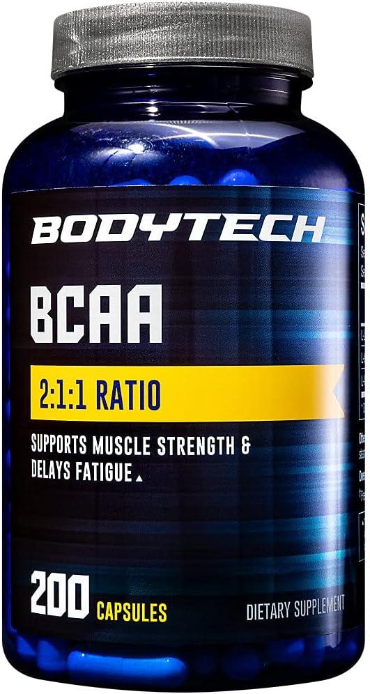 200 Capsules of BodyTech BCAA with 2:1:1 Ratio for Enhanced Performance