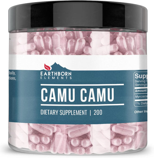 200 Capsules of Earthborn Elements Pure and Undiluted Camu Camu, Additive-Free