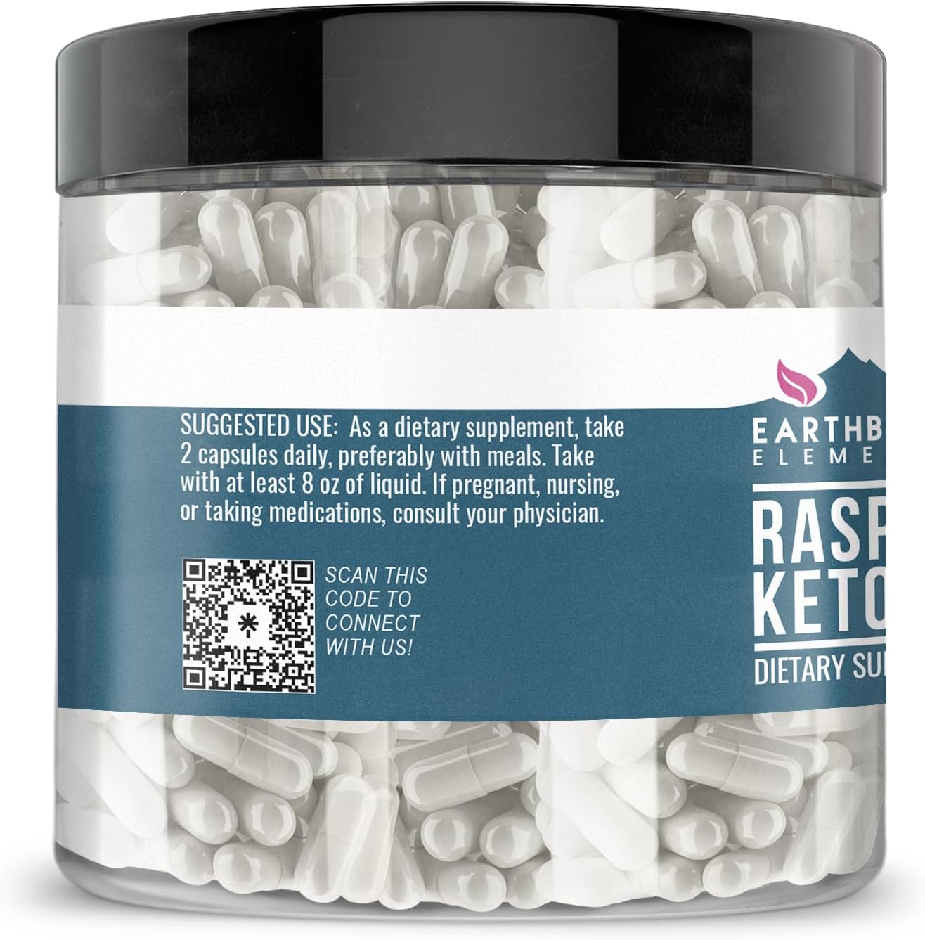 200 Capsules of Earthborn Elements Pure & Undiluted Raspberry Ketones - Additive-Free Formula