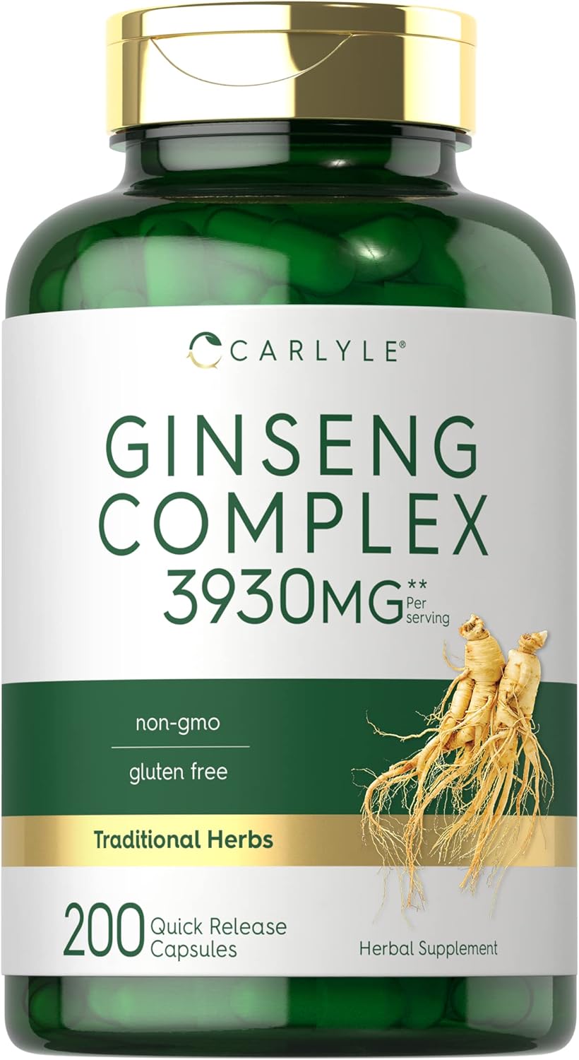 200 Count Carlyle Ginseng Complex Capsules | Non-GMO Gluten Free Extract Supplement