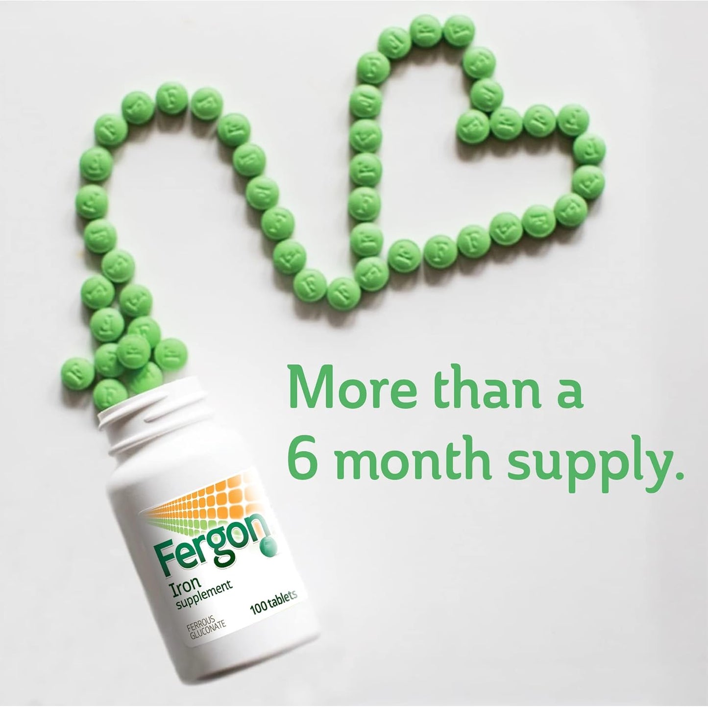 200 Count Fergon Iron Supplement Tablets, High Potency, Pack of 2