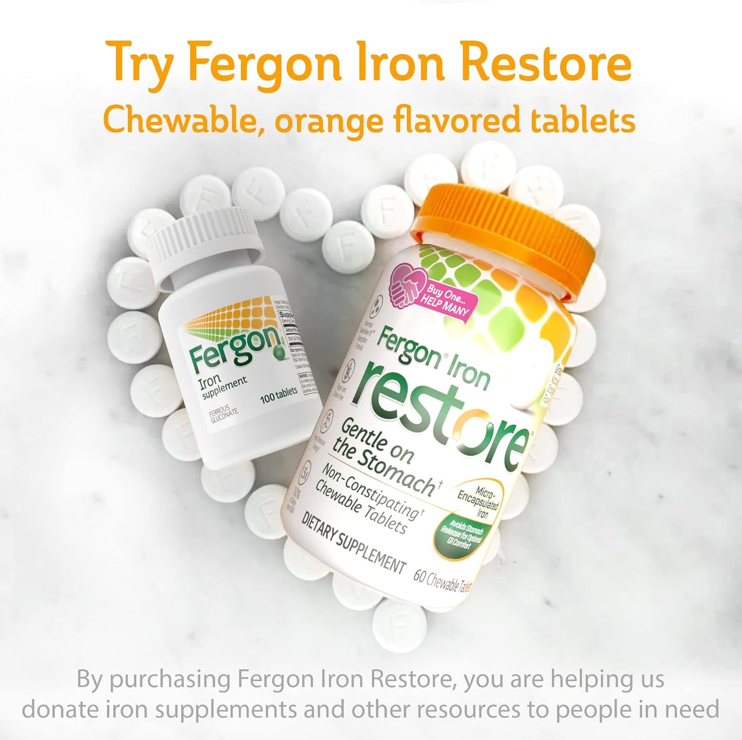 200 Count Fergon Iron Supplement Tablets, High Potency, Pack of 2