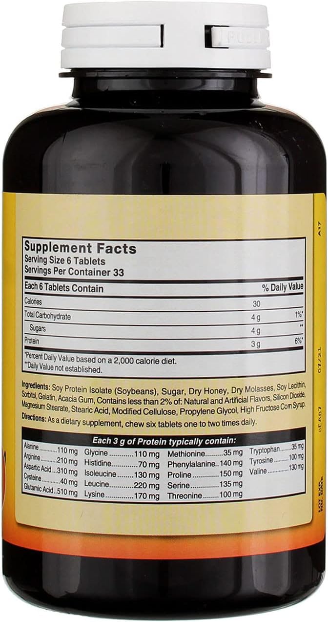 200 Nature's Blend Honey Flavored Protein Tablets - Natural Supplement for Daily Use