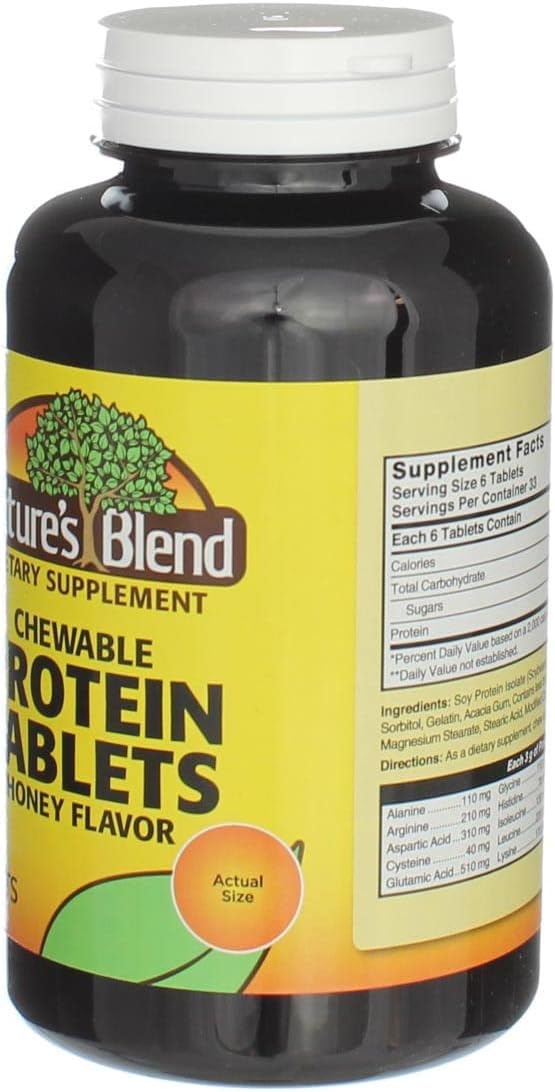 200 Nature's Blend Honey Flavored Protein Tablets - Natural Supplement for Daily Use