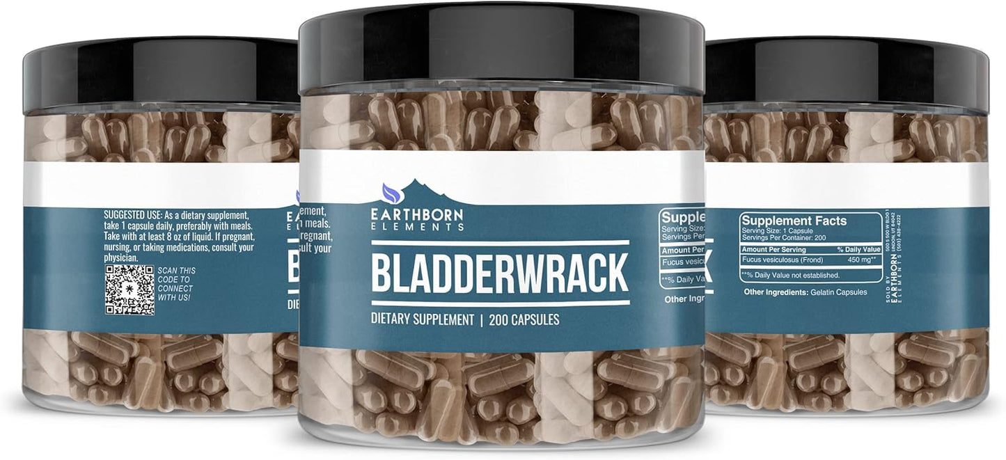 200 Pure & Undiluted Earthborn Elements Bladderwrack Capsules without Additives