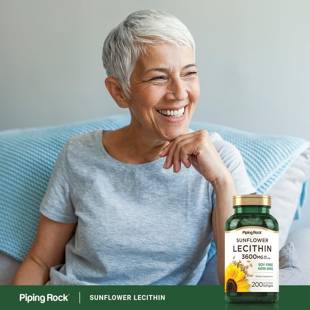 200 Sunflower Lecithin Softgel Capsules | High in Phosphatidylcholine | Non-GMO, Soy & Gluten Free