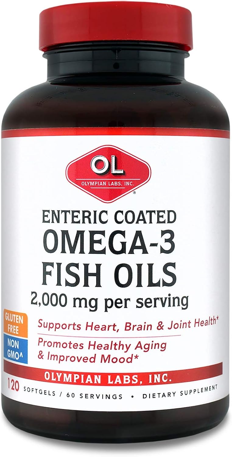 2000 mg Enteric Coated Omega 3 Fish Oils, 120 Softgels - 60 Servings