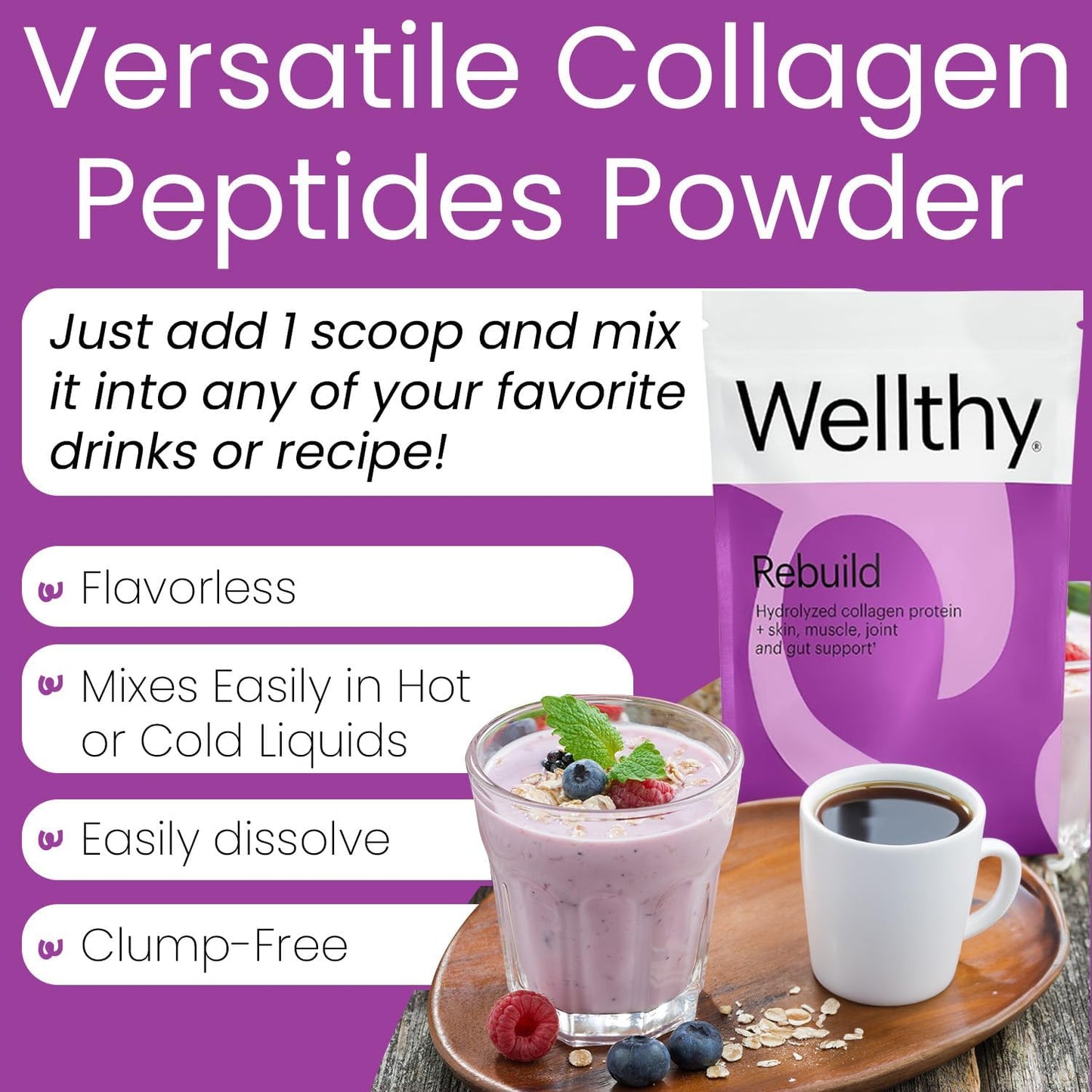 20,000mg Collagen Peptides Protein Powder for Hair, Skin, Nails, Gut, and Joints - Grass Fed Hydrolyzed, 18g Protein, Unflavored - 15 Servings