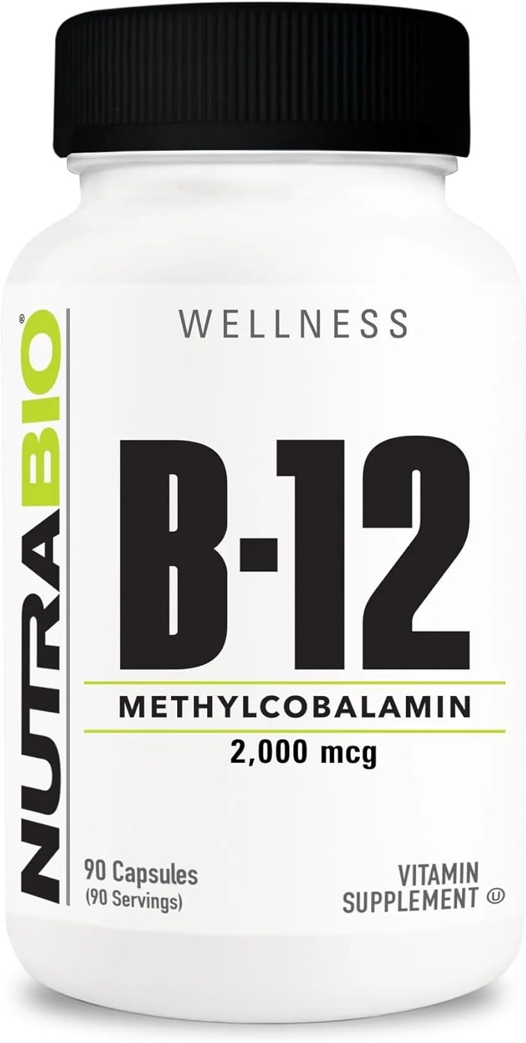 2000mcg Methyl B-12 Vitamin Supplement for Cellular Health - 90 Vegetable Capsules by NutraBio