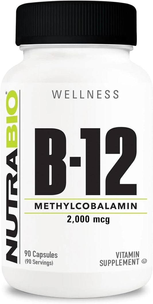 2000mcg Methyl B-12 Vitamin Supplement for Cellular Health - 90 Vegetable Capsules by NutraBio
