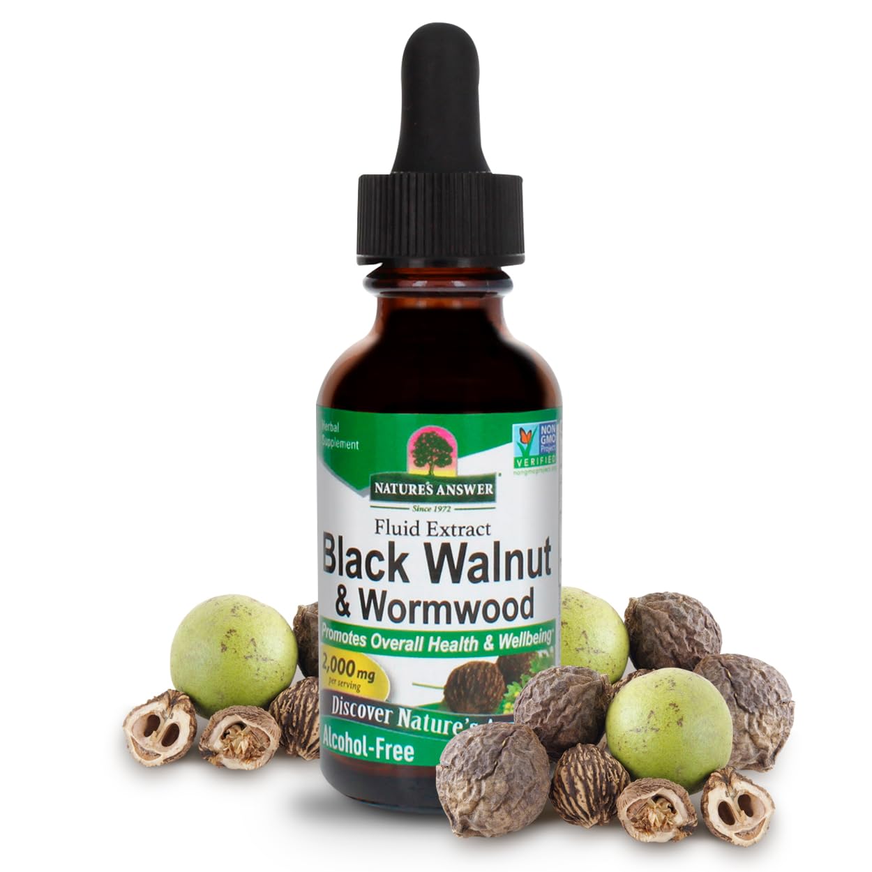 2000mg Black Walnut and Wormwood Complex Extract for Gut Health and Well-Being - Vegan, Non-GMO, Gluten & Alcohol-Free - 1oz