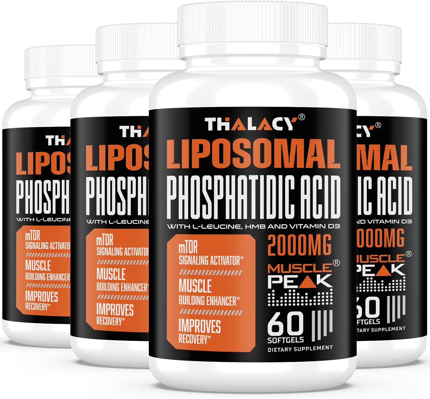 2000mg Liposomal Phosphatidic Acid Muscle Builder (PA) Supplement for Men & Women - High Absorption Muscle Gainer, mTOR Protein Synthesis Support, Lean Muscle & Strength - 4 Pack