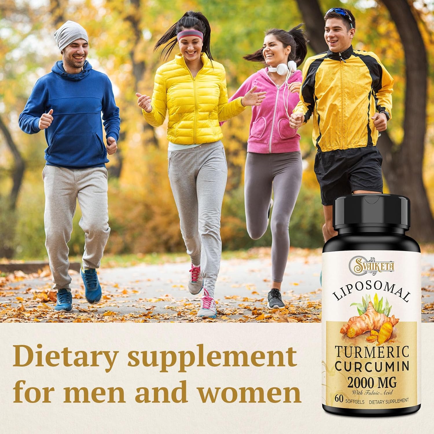2000mg Liposomal Turmeric Curcumin Softgels with Piperine - Non-GMO, 60ct