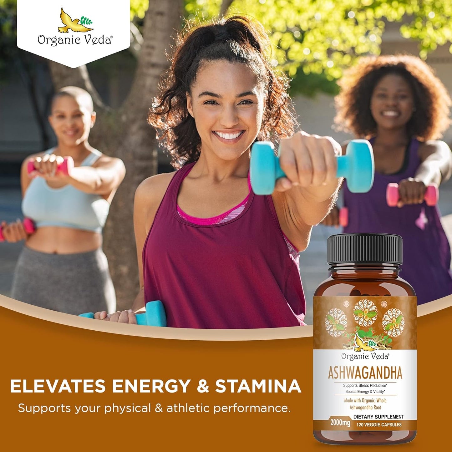 2000mg Organic Veda Ashwagandha Capsules with Black Pepper Extract - Boost Energy, Immunity, Mood - 120 Count Vegan Supplement