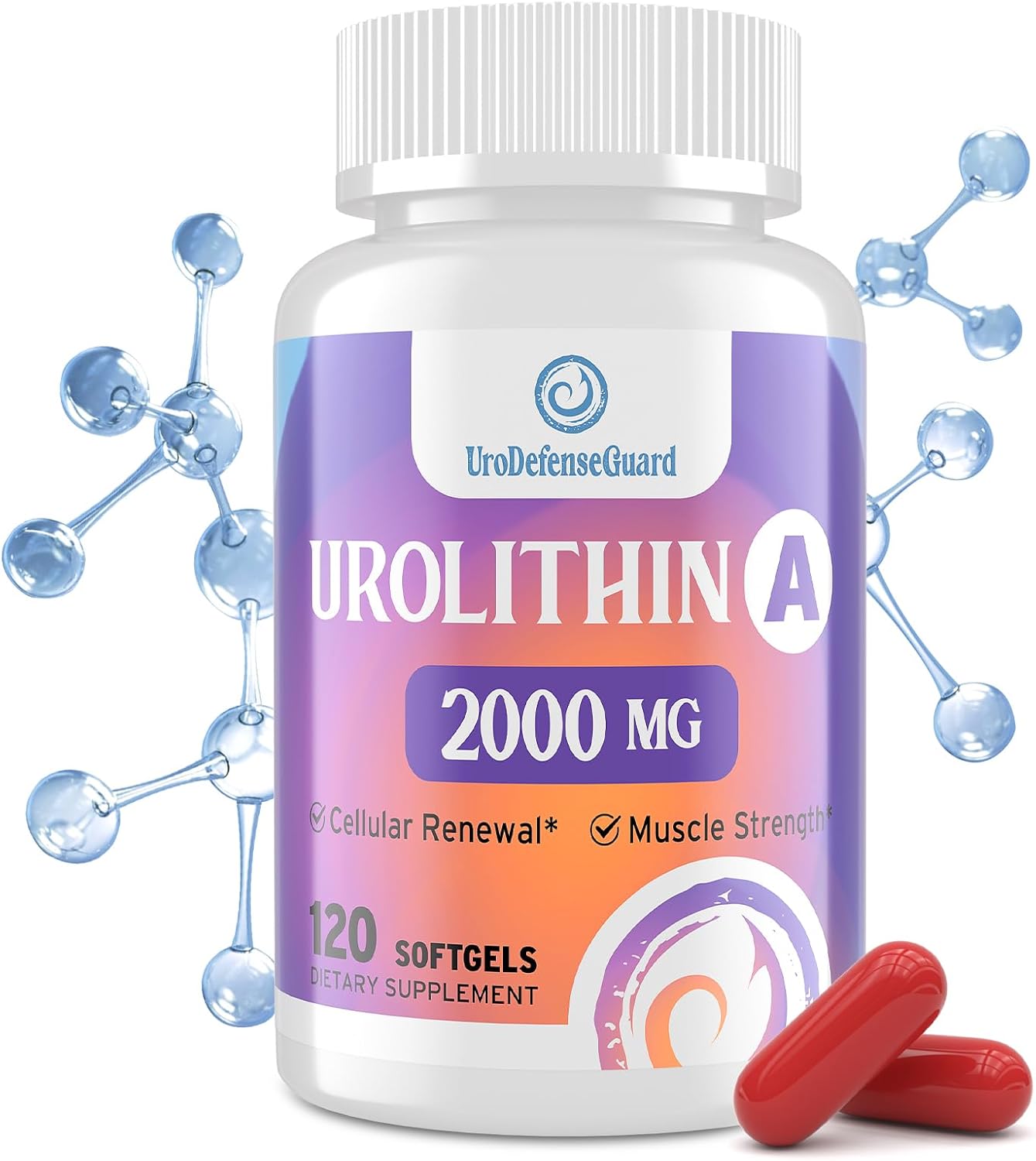 2000mg UroDefenseGuard Urolithin A Supplement Softgels - Men & Women - 120 Count