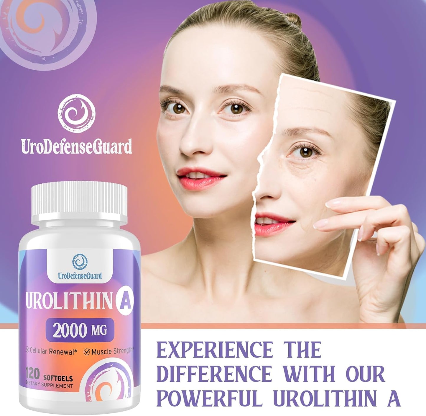 2000mg UroDefenseGuard Urolithin A Supplement Softgels - Men & Women - 120 Count