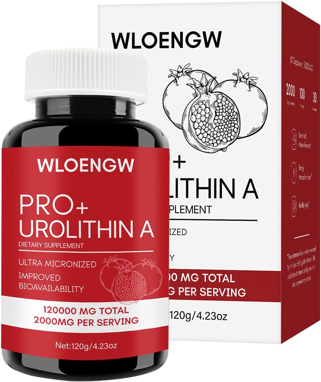2000MG Urolithin A Supplement - 60 Count, Wloengw Newly - 1 Bottle