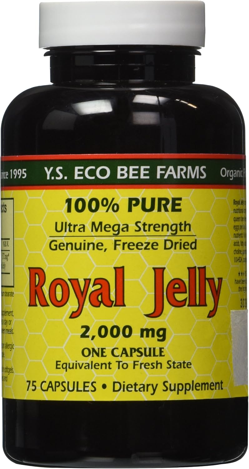 2000mg YS Eco Bee Farms Freeze Dried Royal Jelly Capsules - 100% Pure & Fresh