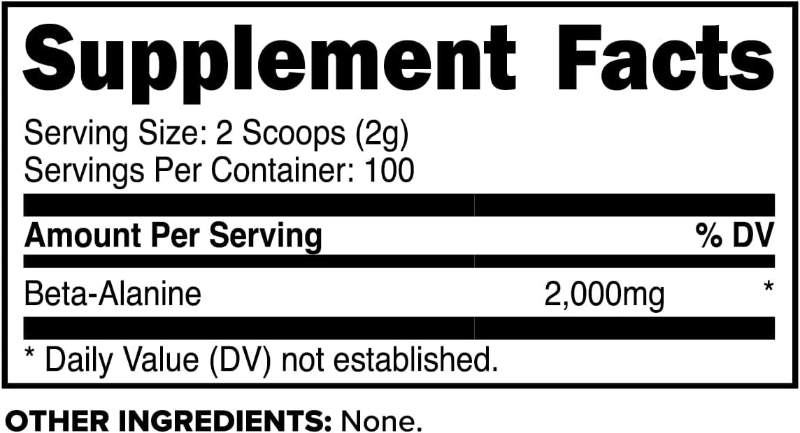 200g Primaforce Beta Alanine Powder - Unflavored, Gluten Free, Non-GMO Supplement for Lean Muscle Gain and Recovery in Men and Women
