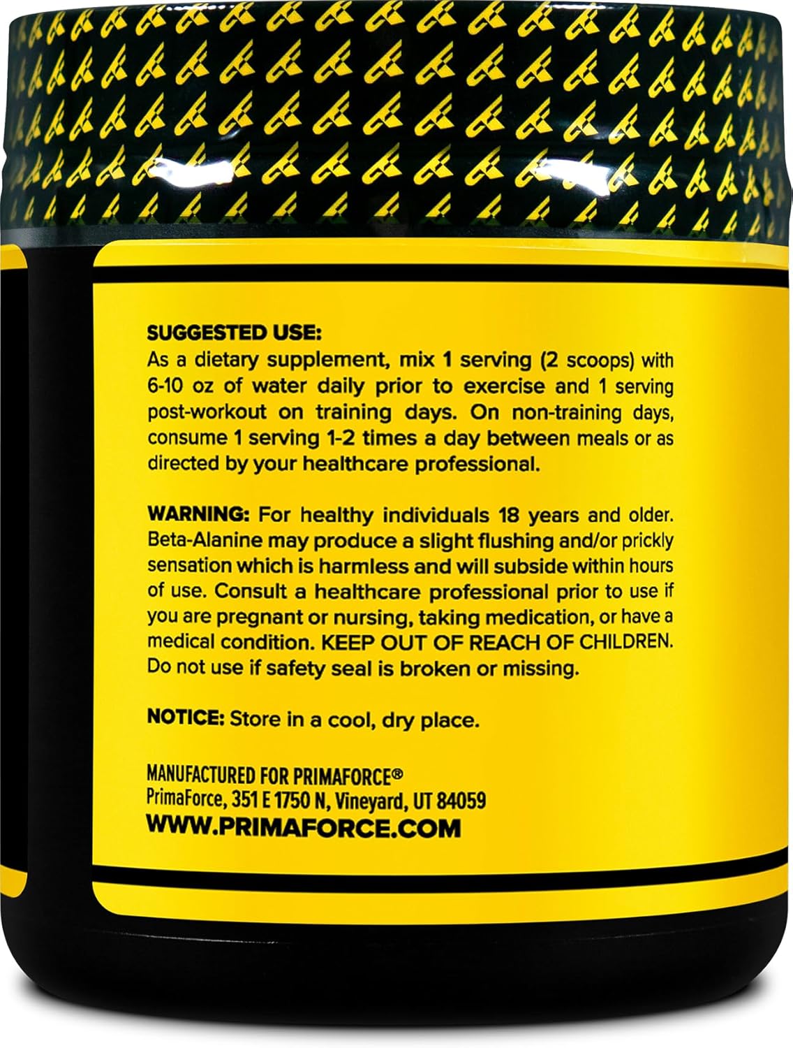 200g Primaforce Beta Alanine Powder - Unflavored, Gluten Free, Non-GMO Supplement for Lean Muscle Gain and Recovery in Men and Women