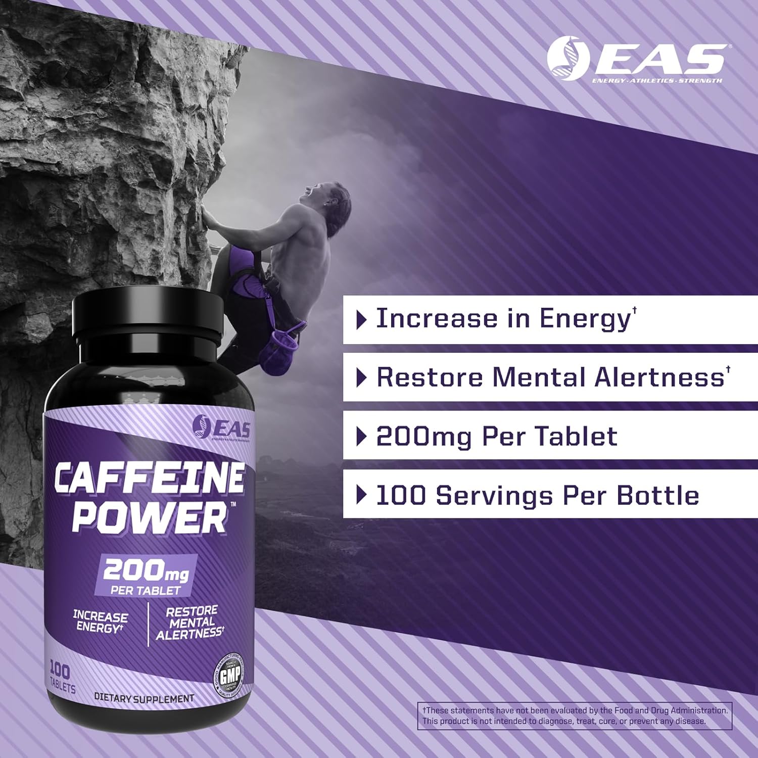 200mg Caffeine Pills Supplement for Energy and Mental Alertness - Gluten Free, Non GMO, Vegetarian - 100 Tablets