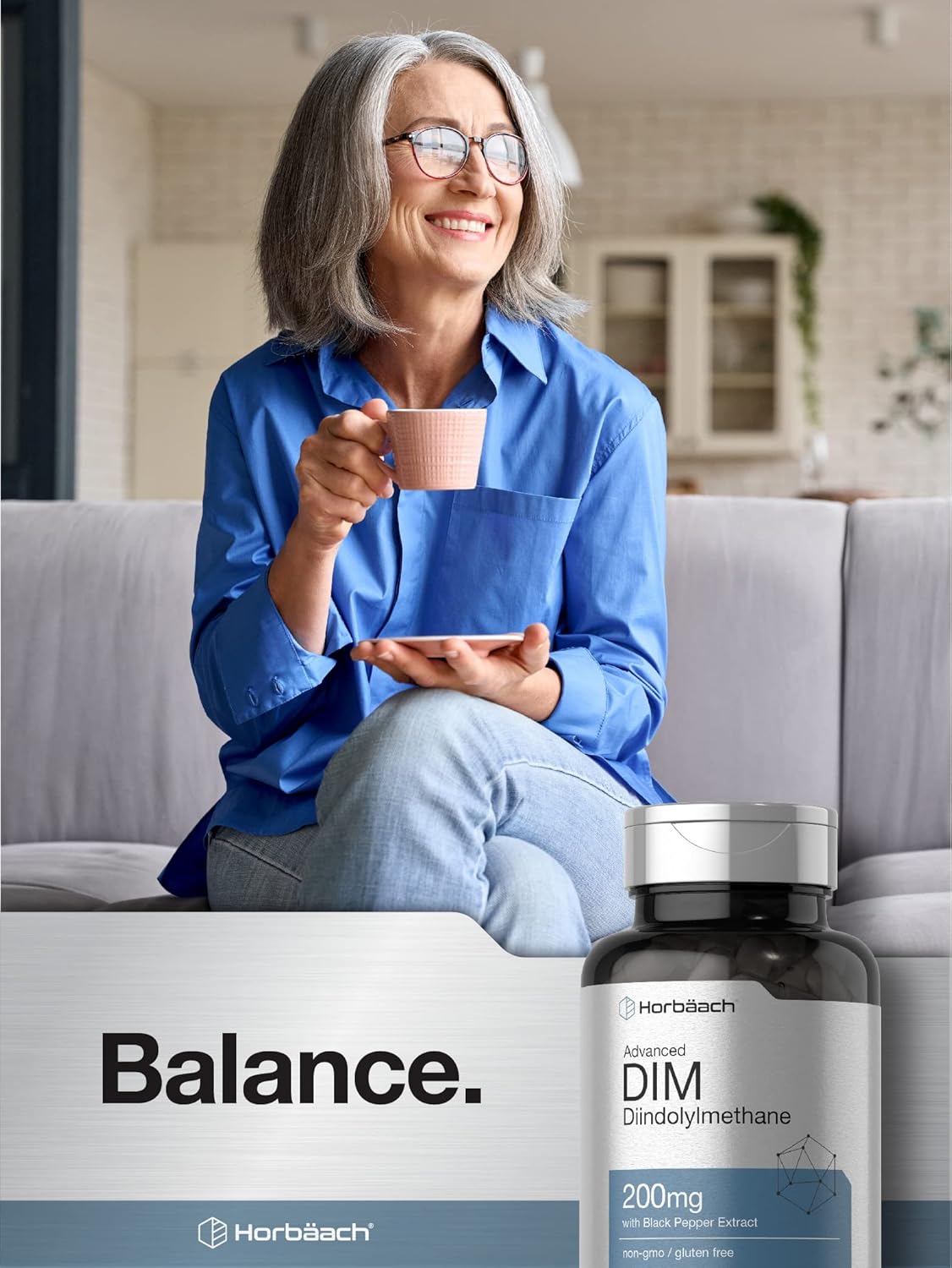200mg Diindolylmethane (DIM) Supplement with Black Pepper Extract - 200 Capsules for Women and Men - Non-GMO & Gluten Free