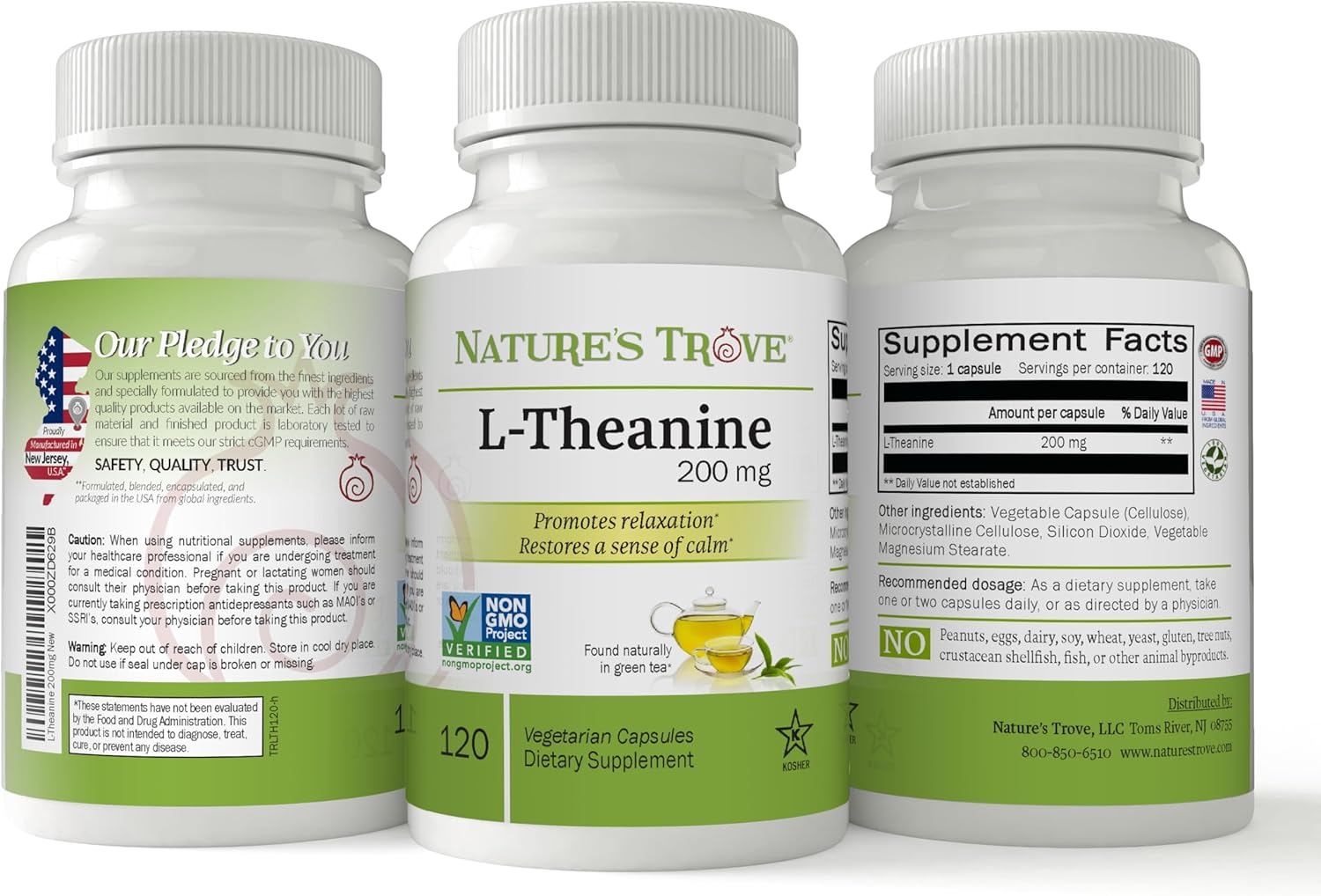 200mg L-Theanine & 100mg 5-HTP Capsules Combo for Calmness & Mood Support - 240 Vegetarian Capsules
