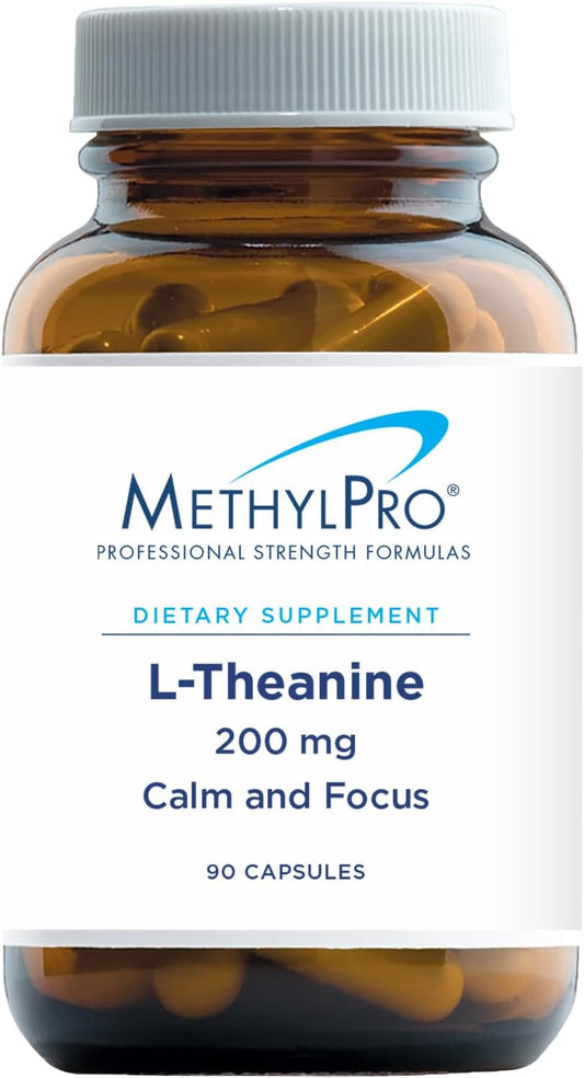 200mg L-Theanine Capsules for Daily Focus, Calm & Cognition - Supports with L-Methylfolate - 90 Capsules